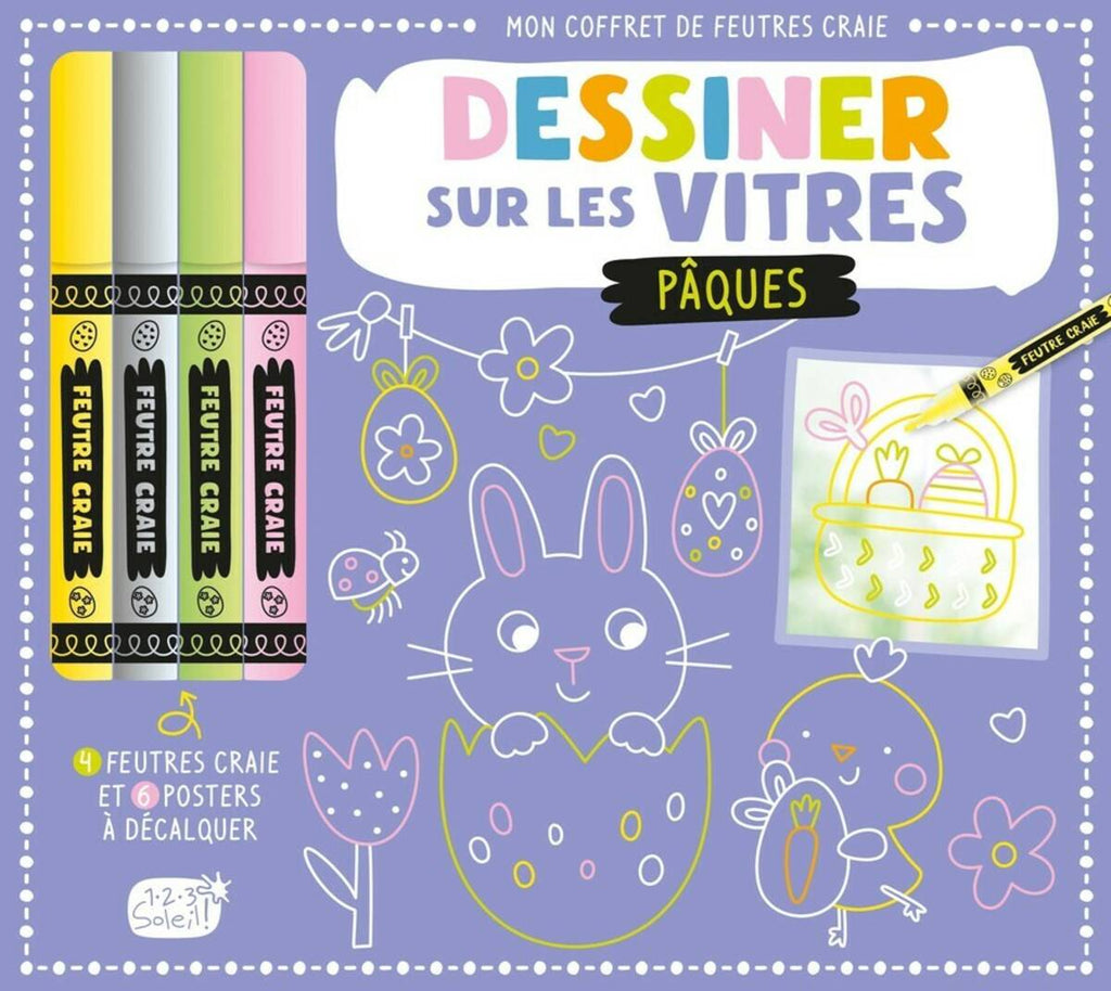 Mon coffret de feutres craie - dessiner sur les vitres pâques