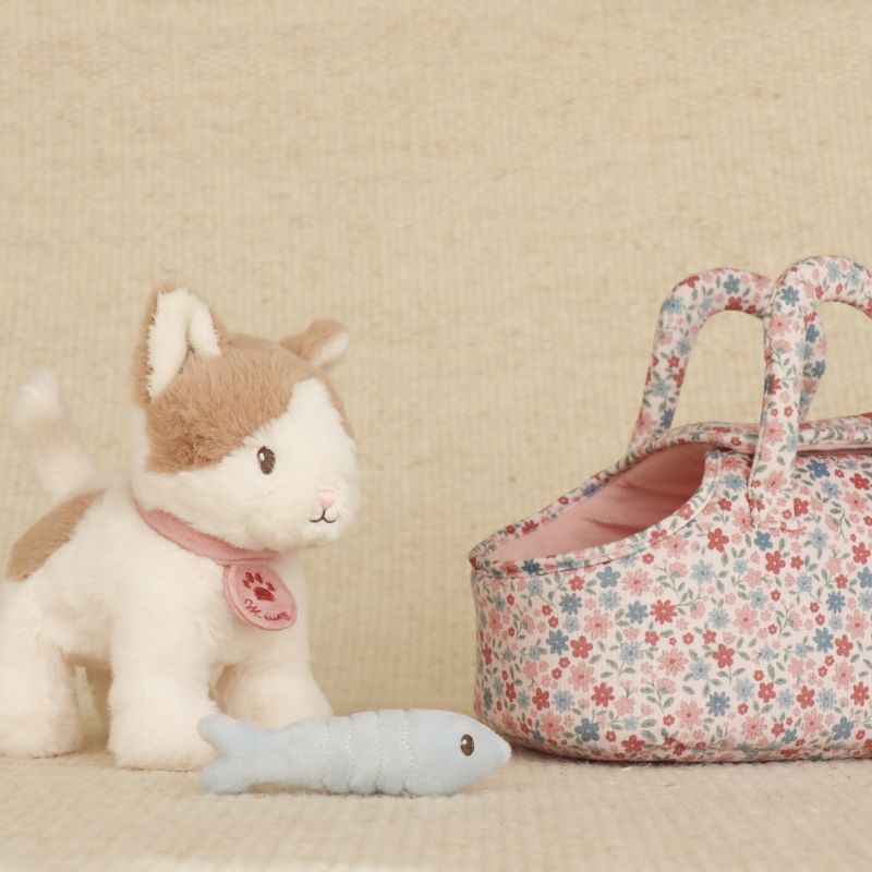 Peluche chat avec sac de transport Marley