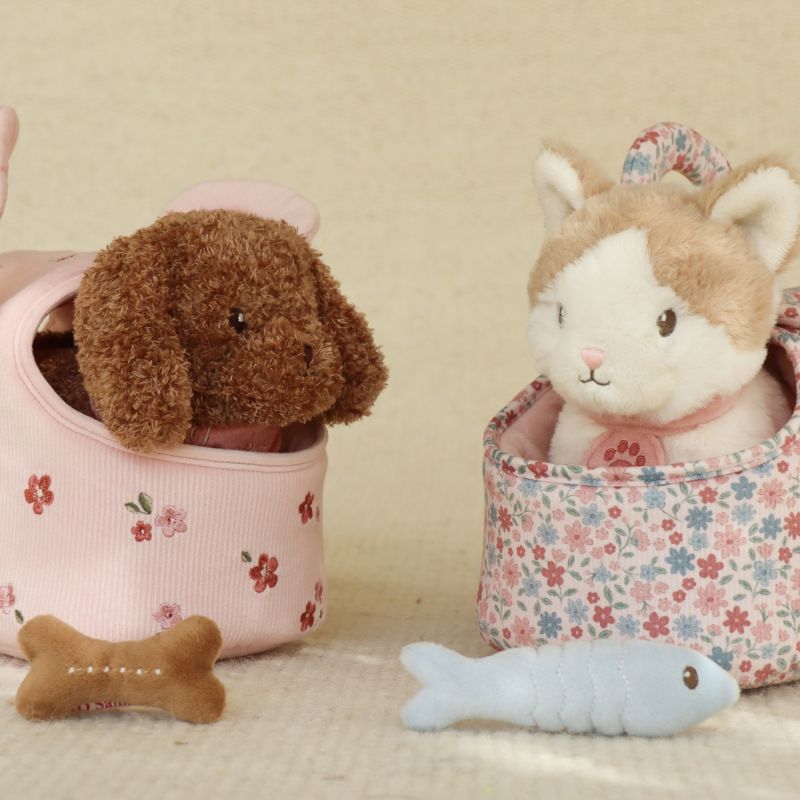 Peluche chat avec sac de transport Marley