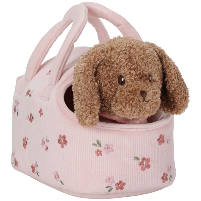 Peluche chien avec sac de transport Jackie
