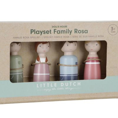 Set 4 poupées en bois Famille Rosa pour maison de poupée